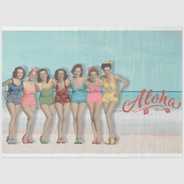 Seda Papel de Decoupage Retro Bellezas Bañándose  (Anverso)