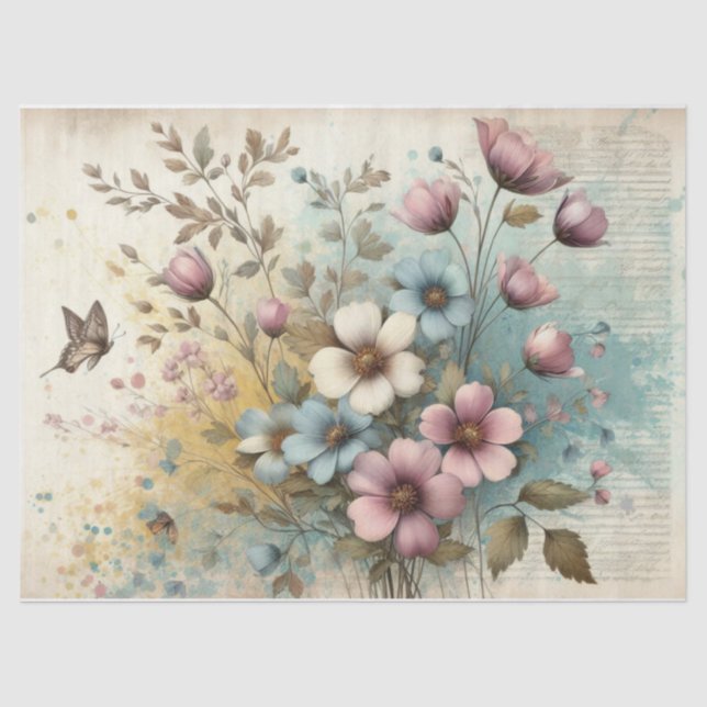 Seda Papel de Decoupage Shabby Chic para Muebles/Artesa (Anverso)