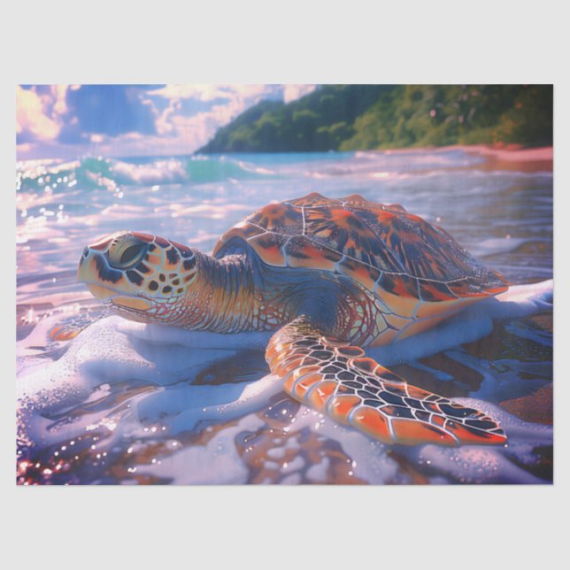 Seda Papel de Decoupage/Tejido de Tortuga Marina (Anverso)