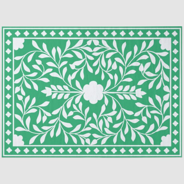 Seda Papel de Decoupage Tradicional Verde con Incisión  (Anverso)