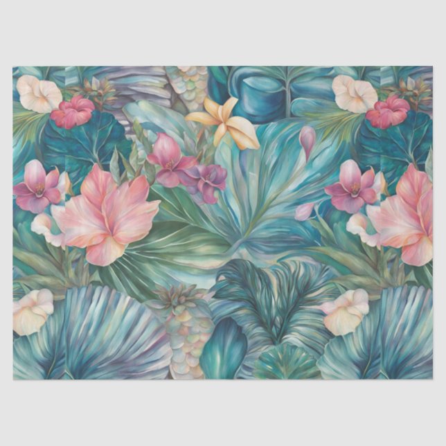 Seda Papel de Decoupage Tropical Iridescente para Manua (Anverso)