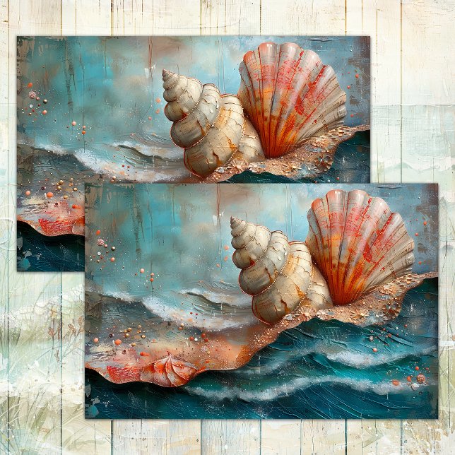SEDA PAPEL DE DECUPAGE DE TEMA MARINA Y CONCHAS (SEA AND SHELLS DECOUPAGE TISSUE PAPER)