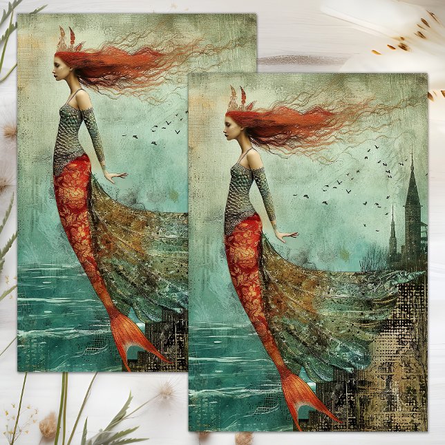 SEDA PAPEL DE DECUPAGE DIOSA DEL MAR SIRENA (MERMAID SEA GODDESS DECOUPAGE TISSUE PAPER)