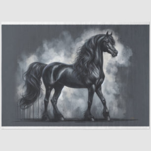 Seda Papel de desalojo "Caballo árabe negro"
