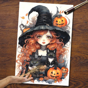 Seda Papel de desalojo de Halloween Chica de Brujas 1