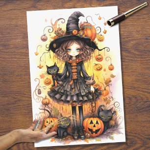 Seda Papel de desalojo de Halloween Chica de Brujas 6