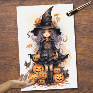 Seda Papel de desalojo de Halloween Chica de Brujas 8