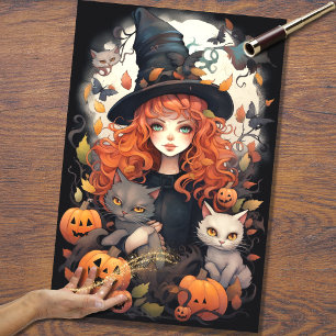 Seda Papel de desalojo de Halloween para Chica de Bruja