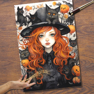 Seda Papel de desalojo de Halloween para Chica de Bruja