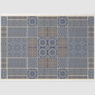 Seda Papel de descomposición de azulejos de diseño azul