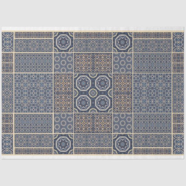 Seda Papel de descomposición de azulejos de diseño azul (Anverso)