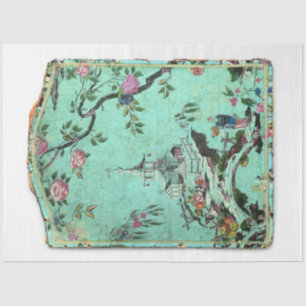 Seda Papel de descomposición de Chinoiserie azul