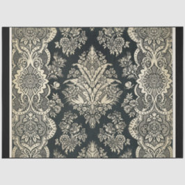 Seda Papel de descomposición de damasco blanco y negro