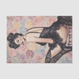 Seda Papel de descomposición de encaje de pinzas floral