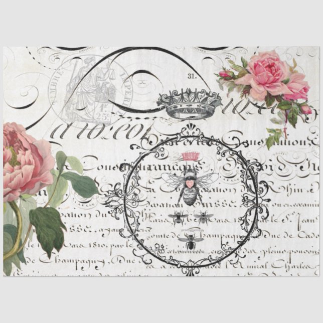 Seda Papel de descomposición de escritura floral Queen  (Anverso)