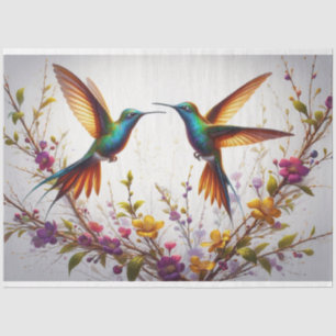 Seda Papel de descomposición de fauna floral de Humming