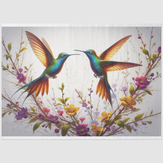 Seda Papel de descomposición de fauna floral de Humming (Anverso)