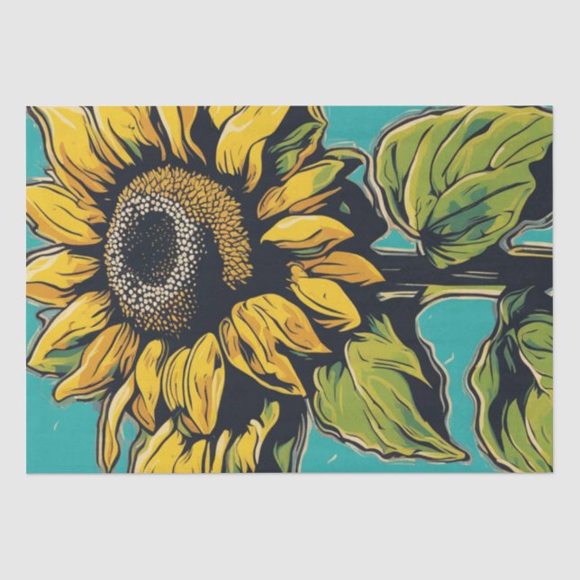Seda Papel de descomposición de girasol de arte pop vib (Anverso)
