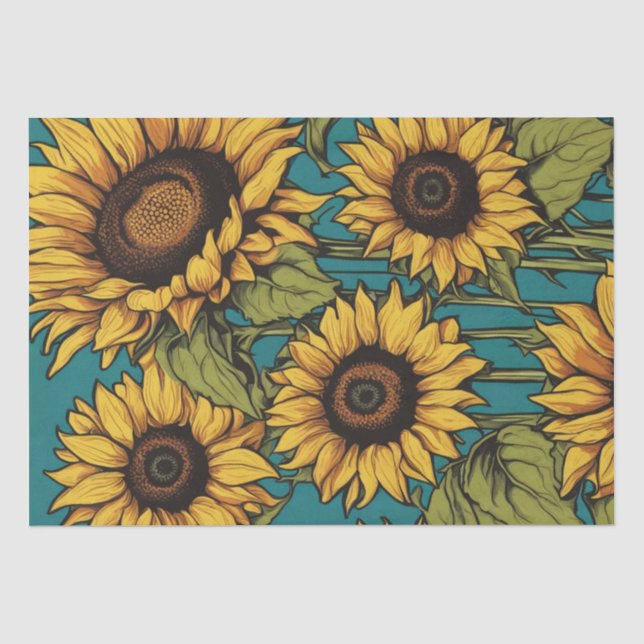Seda Papel de descomposición de girasol de arte pop vib (Anverso)