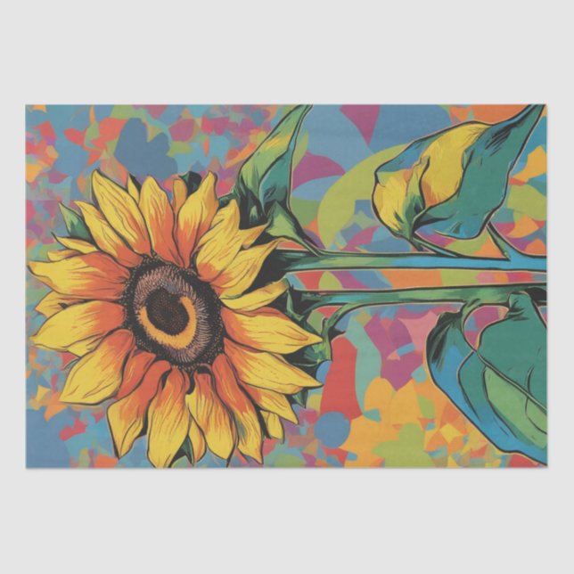 Seda Papel de descomposición de girasol de arte pop vib (Anverso)