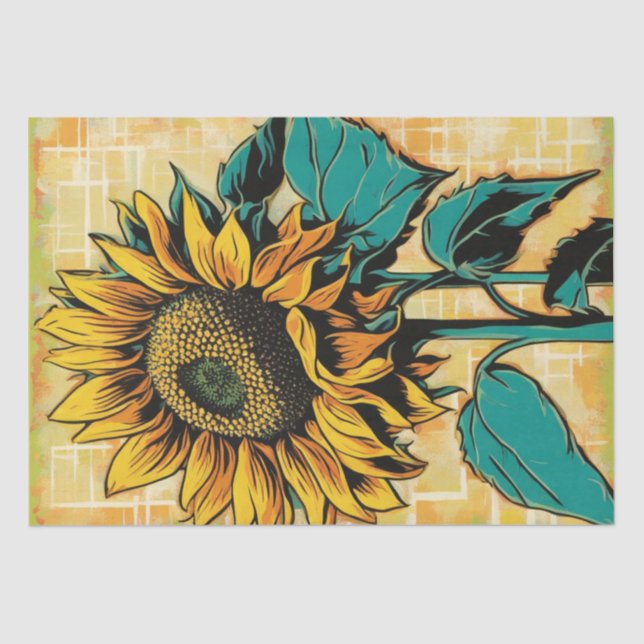 Seda Papel de descomposición de girasol de arte pop vib (Anverso)