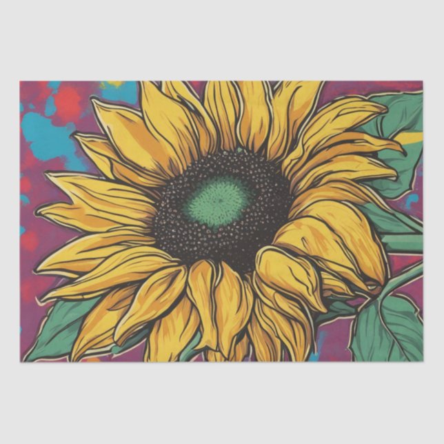 Seda Papel de descomposición de girasol de arte pop vib (Anverso)