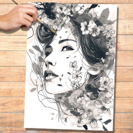 Seda Papel de descomposición de Line Art Woman 2