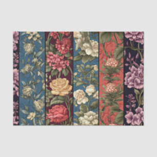 Seda Papel de descomposición de paneles florales antigu
