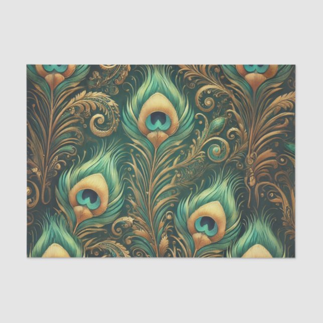 Seda Papel de descomposición de plumas de pavo real ver (Anverso)