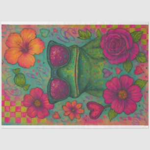 Seda Papel de descomposición de rana y doodles florales