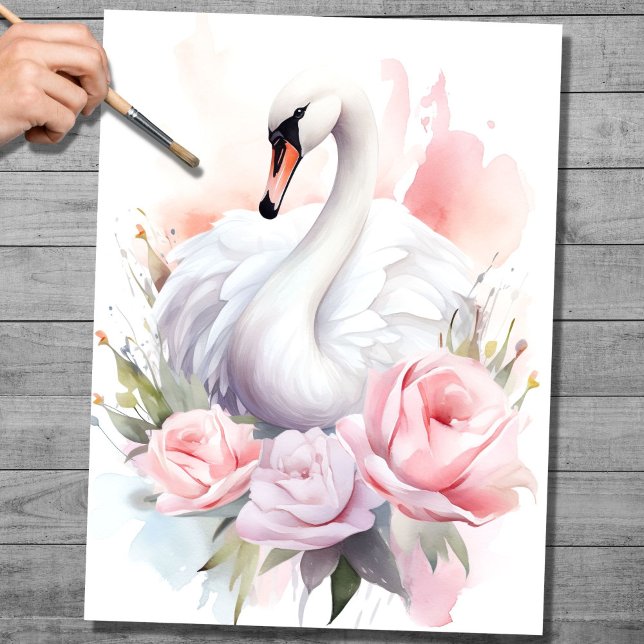 Seda Papel de descomposición de Shabby Chic Swan 4 (Subido por el creador)