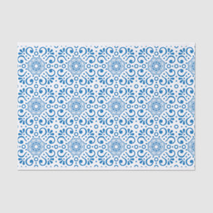 Seda Papel de descomposición del patrón azul y blanco
