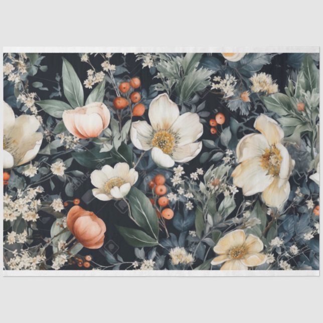 Seda Papel de descomposición, envolvimiento, - Botánica (Anverso)