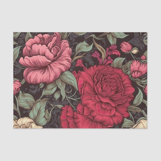 Seda Papel de descomposición floral de estilo antiguo (Anverso)