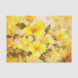 Seda Papel de descomposición floral tropical amarillo P