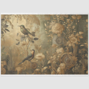 Seda Papel de descomposición Flores botánicas Steampunk