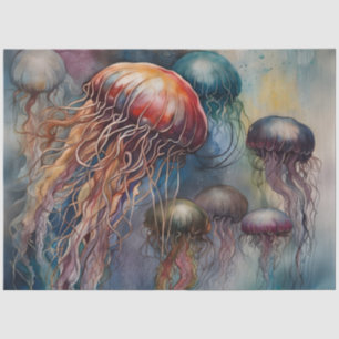 Seda Papel de descomposición tropical de medusas acuare