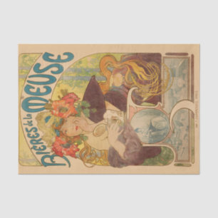 Seda Papel de desconchado antiguo de Alphonse Mucha