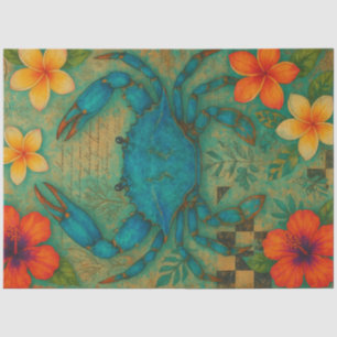 Seda Papel de desconchado de cangrejo azul tropical - C