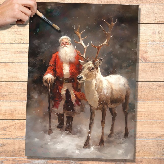 Seda Papel de desconchado Santa con reno 1 (Subido por el creador)