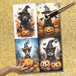 Seda Papel de desconección de collage de Halloween Dog