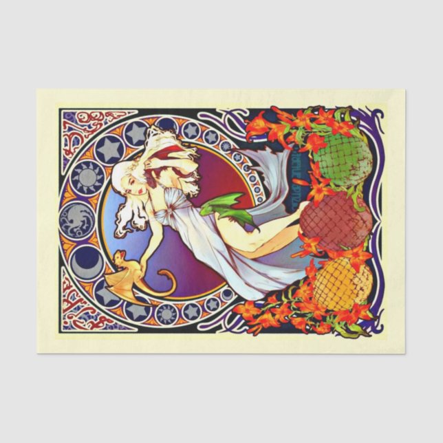 Seda Papel de desconexión 10"x15" - Alphonse Mucha 3 (Anverso)