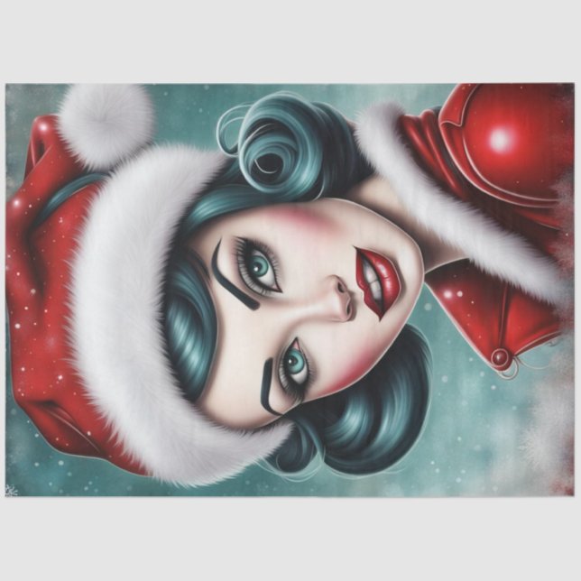 Seda Papel de desconexión de Navidades Rockabilly Pinup (Anverso)