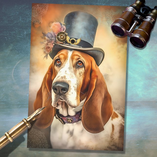 Seda Papel de desconfianza de Basset Hound Steampunk 2 (Subido por el creador)