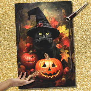 Seda Papel de desconfianza de Halloween Witch Cat 3