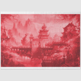 Seda Papel de desenlace asiático de la pagoda roja