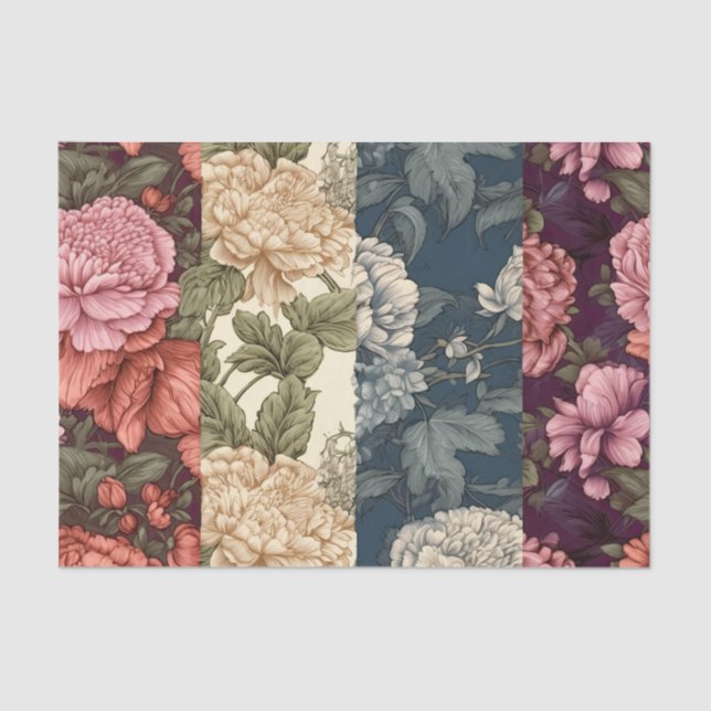 Seda Papel de deshielo de 3 paneles de Medley floral vi (Anverso)