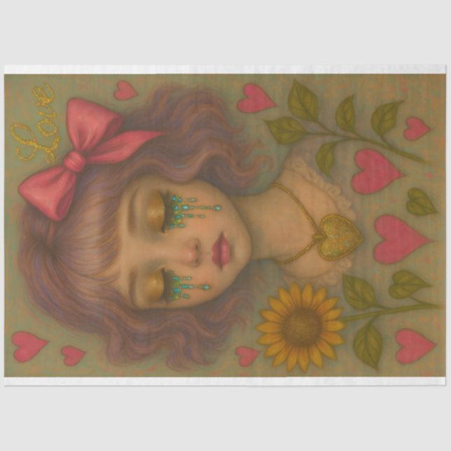 Seda Papel de deshielo de amor de Lavender - Chica de l (Anverso)
