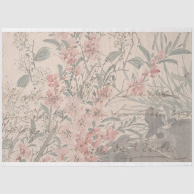 Seda Papel de deshielo de muebles con escritura floral (Anverso)