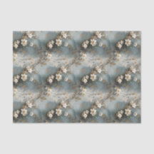 Papel de deshielo floral Dusty Blue and Ivory Shab